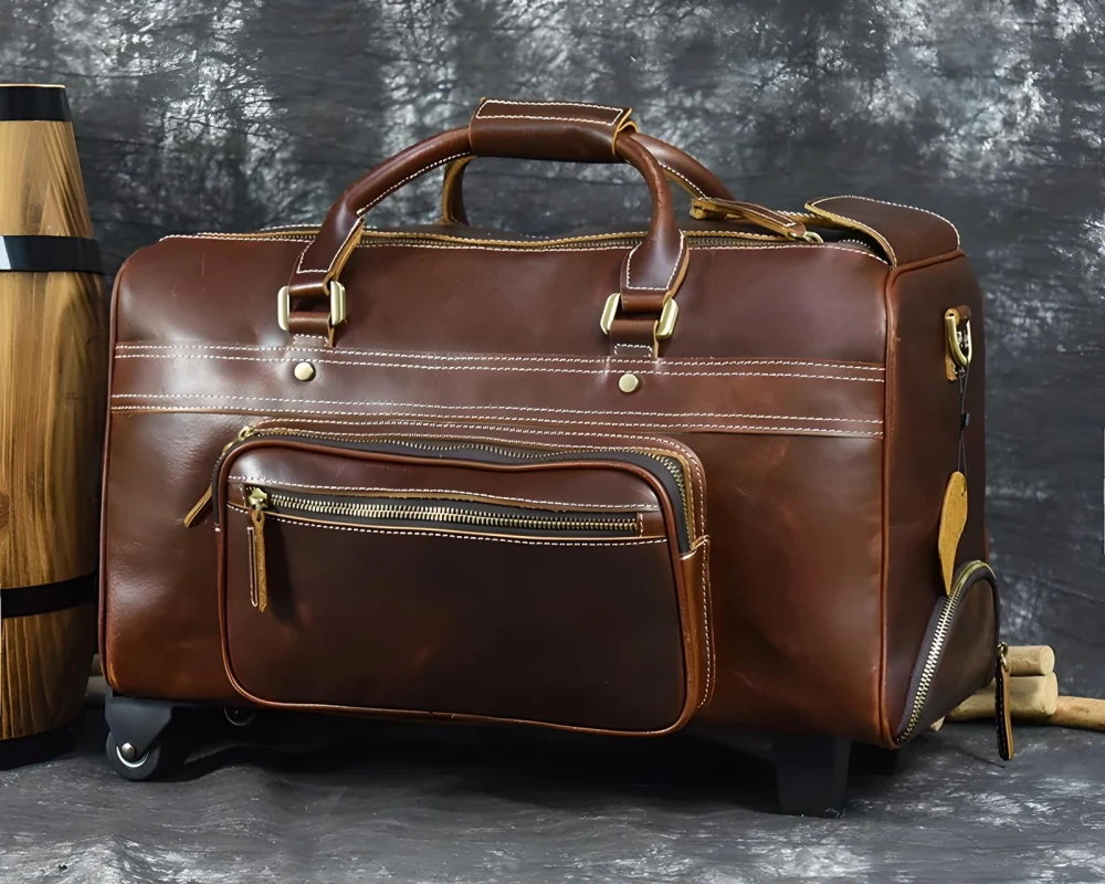mens leather carry on luggage